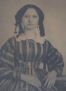 young woman in striped dress