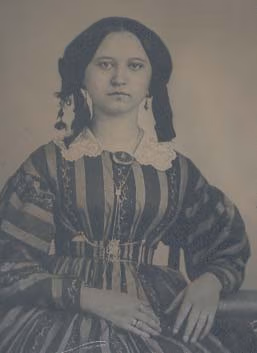young woman in striped dress